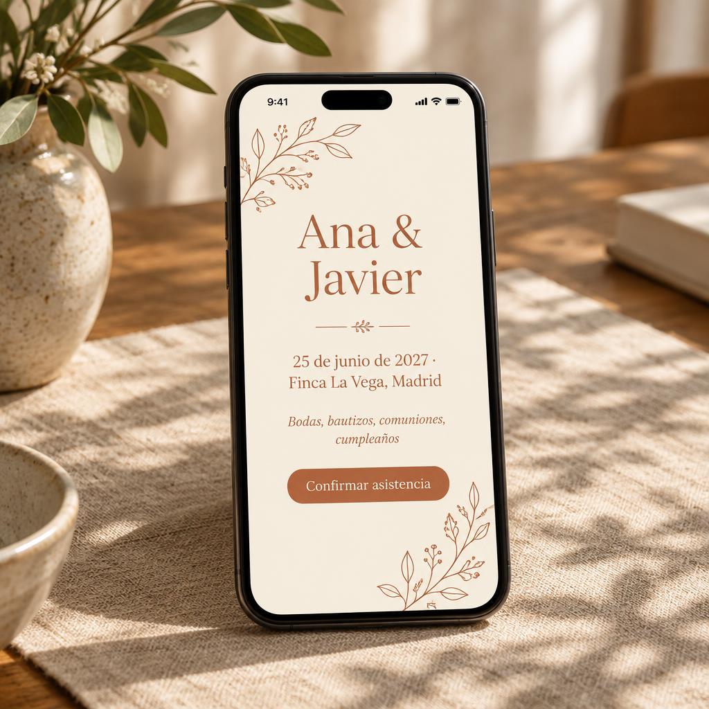 Invitación digital en un móvil